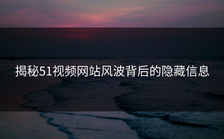 揭秘51视频网站风波背后的隐藏信息 揭秘51视频网站风波背后的隐藏信息